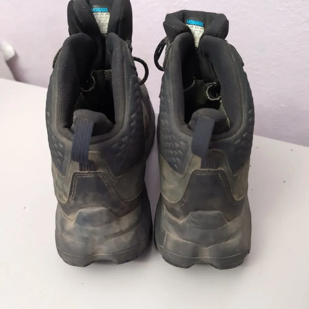 Hoka One Anacapa Mid Boots Mens Size 12.5D Black Vibram Megagrip Gore Tex Hiking